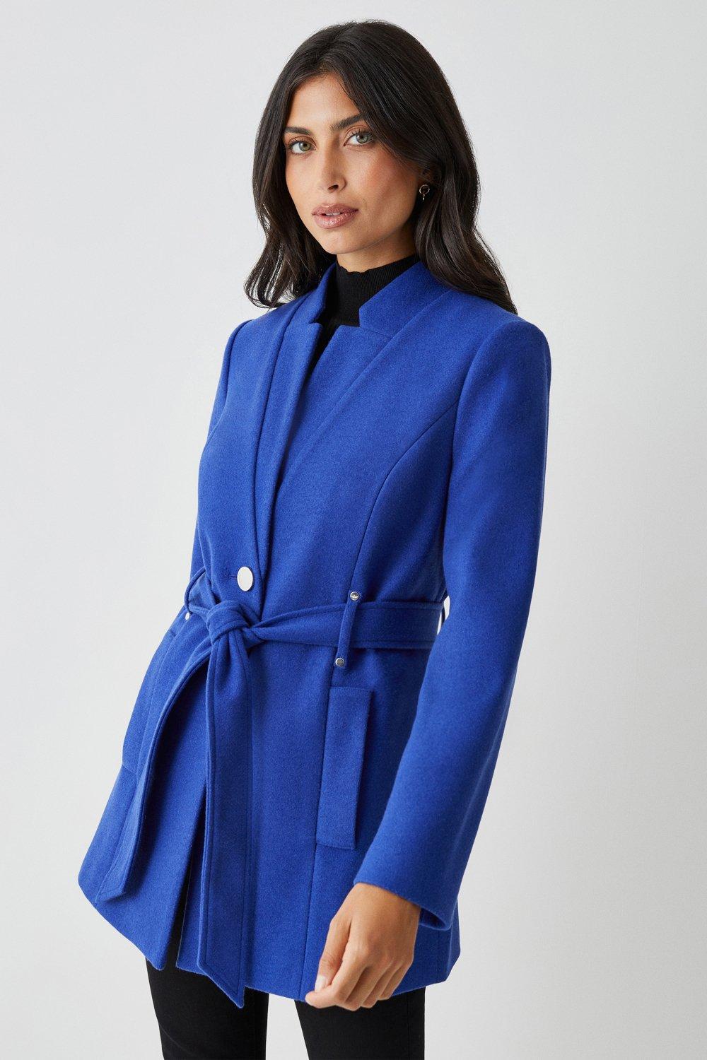 Womens Short Belted Wrap Coat