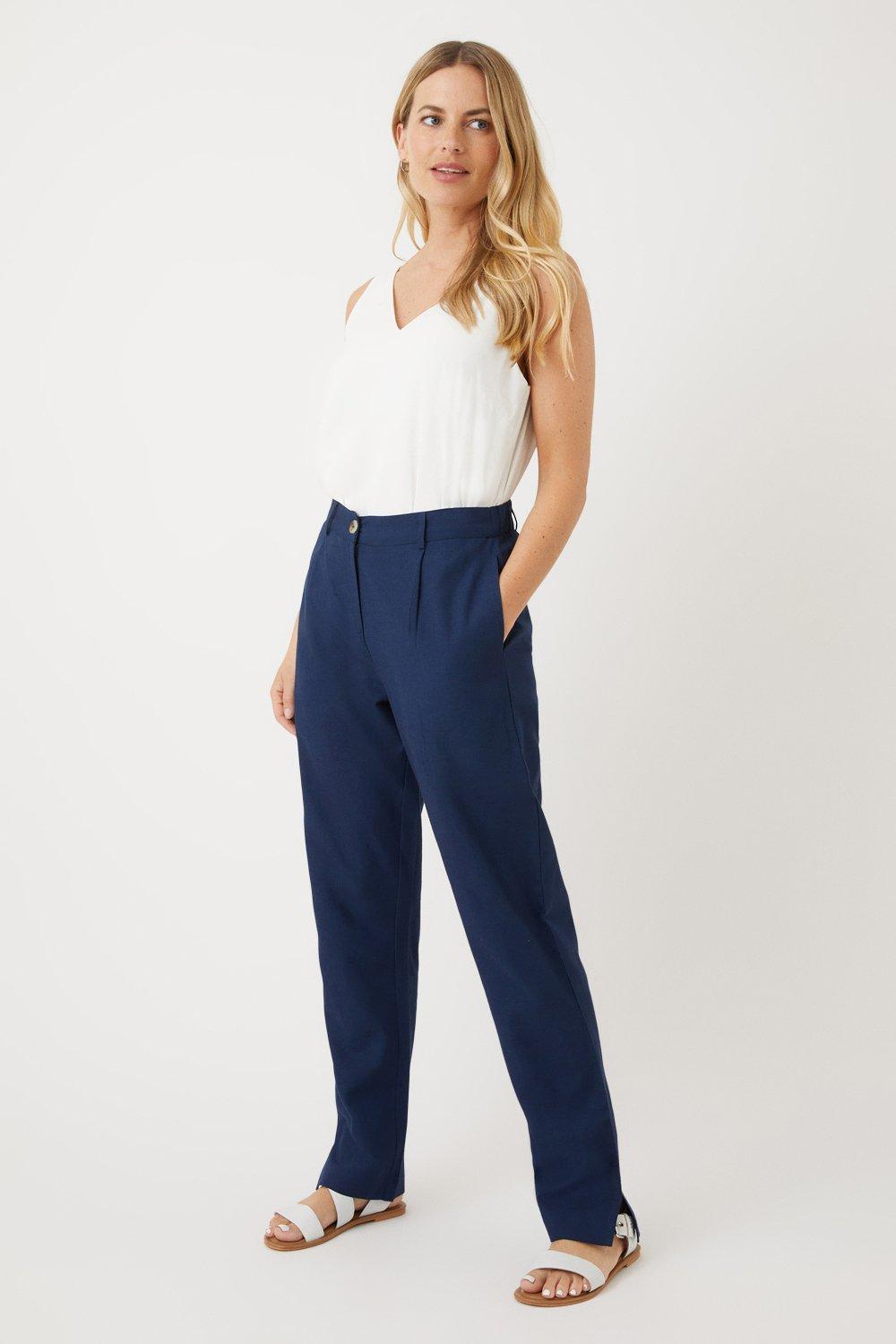 Womens Linen Look Tapered Trousers