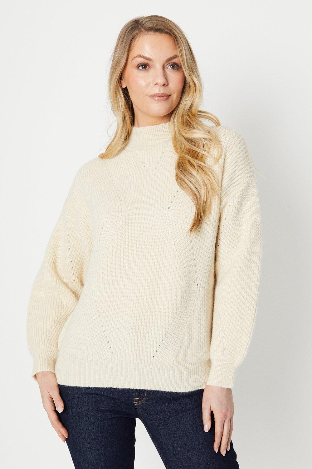 Womens Transfer Rib Detail Chunky Sweater