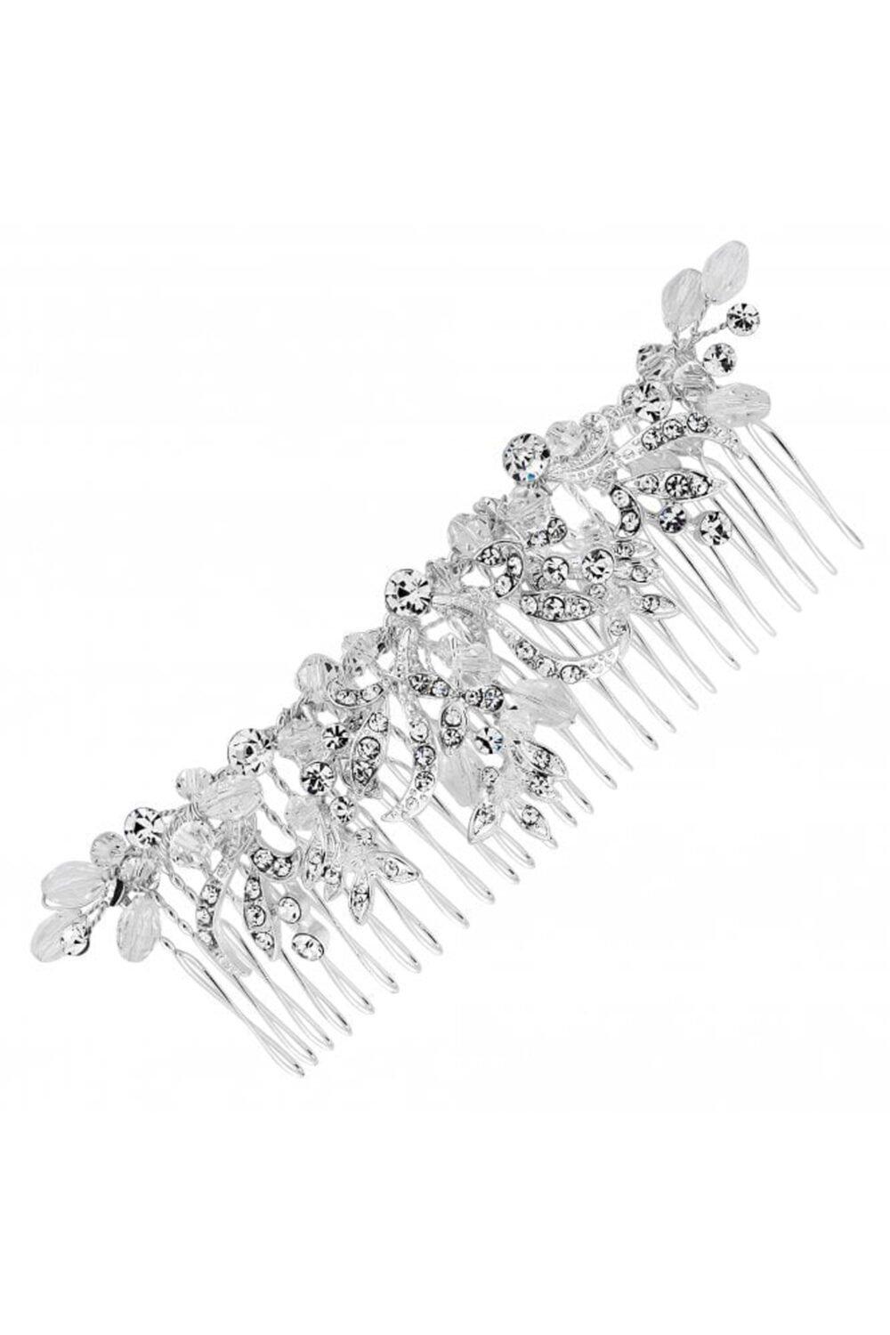 Jewellery Silver Plated Clear Crystal Freya Princess Bead Hair Comb