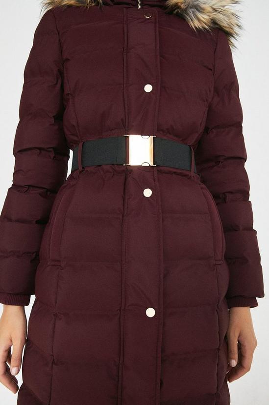 Jackets & Coats | Belted Zip Front Fur Hooded Midi Padded Coat | Warehouse