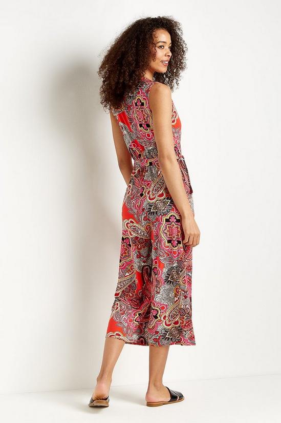 Wallis Red Pop Paisley Cropped Jersey Jumpsuit 3