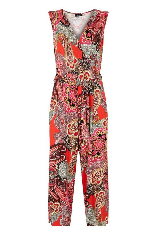 Wallis Red Pop Paisley Cropped Jersey Jumpsuit 5
