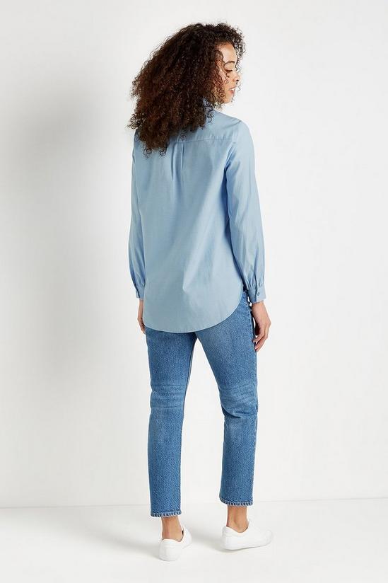 Wallis Blue Plain Poplin Longline Shirt 3