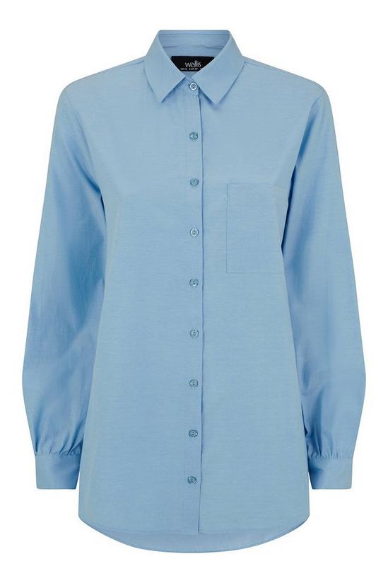 Wallis Blue Plain Poplin Longline Shirt 5