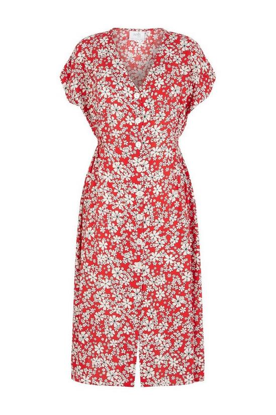Wallis Petite Red Daisy Button Through Midi Dress 5
