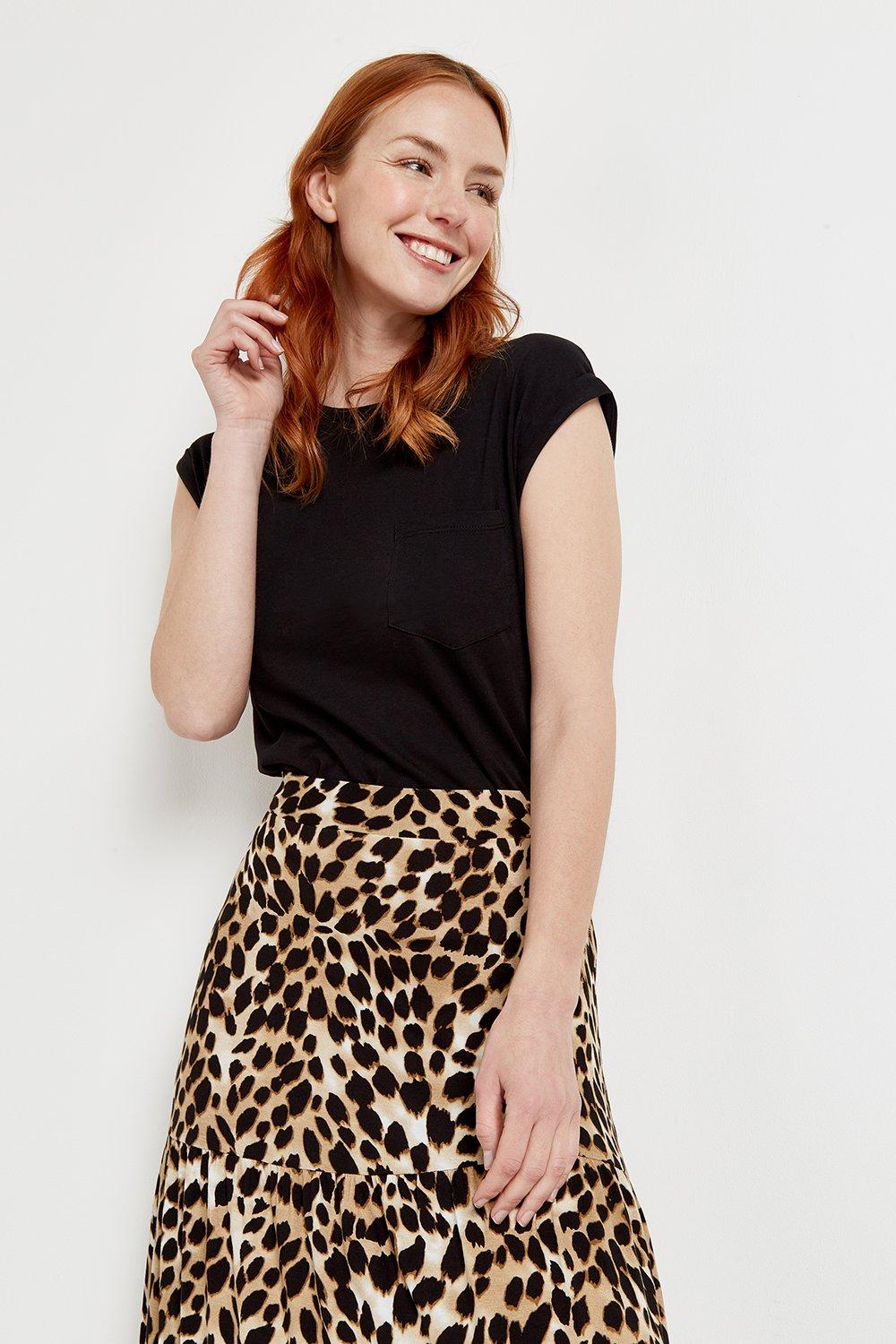 Leopard print 2025 jersey maxi skirt