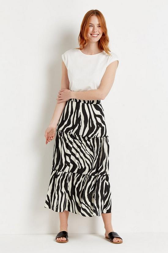 Wallis Zebra Tiered Midi Skirt 2