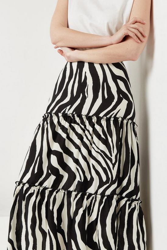 Wallis Zebra Tiered Midi Skirt 4