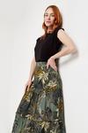 Wallis Khaki Palm Tiered Midi Skirt thumbnail 4