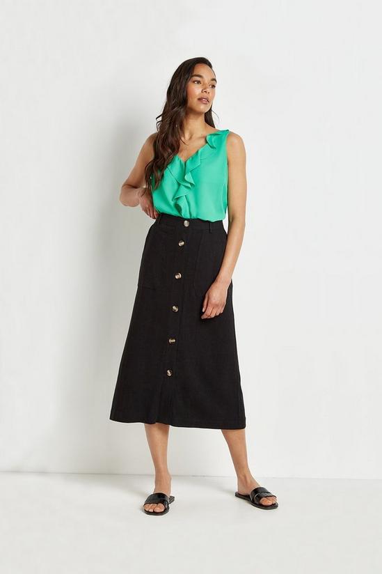 Wallis Tall Linen Look Button Through Skirt 1