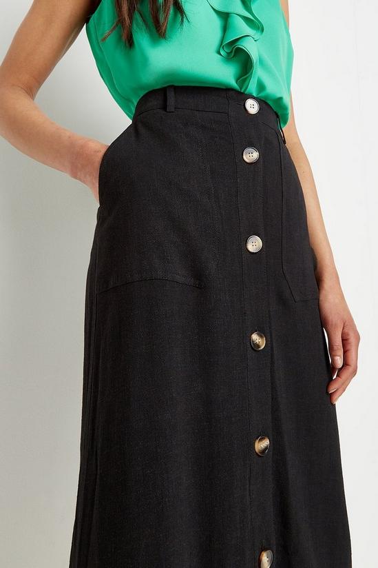 Wallis Tall Linen Look Button Through Skirt 4