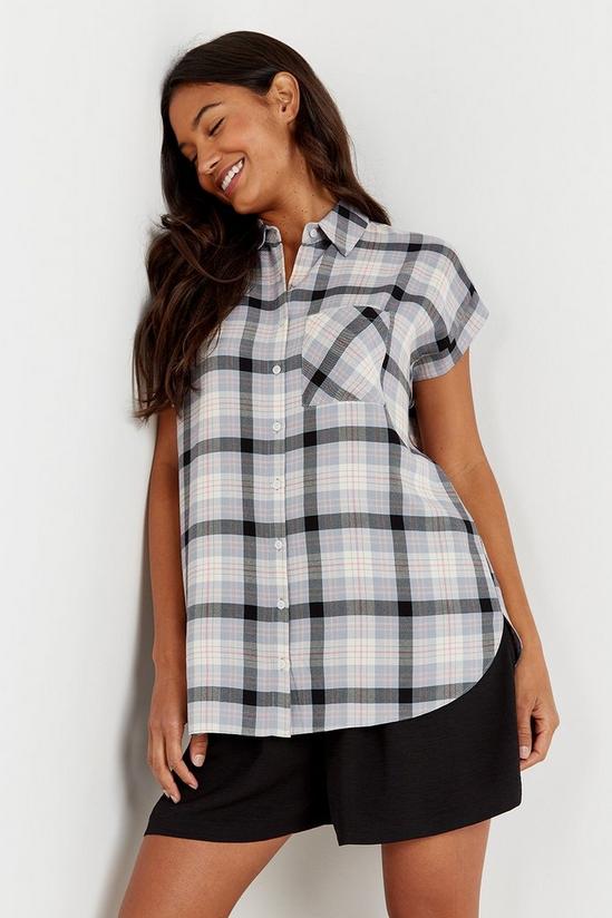 Wallis Check Longline Sleeveless Shirt 2