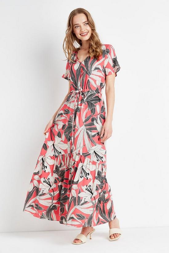 Wallis Pink Jungle Palm Relaxed Tiered Maxi Dress 1