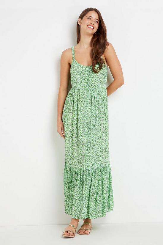 Wallis Green Strappy Floral Buttoned Midi Dress 2