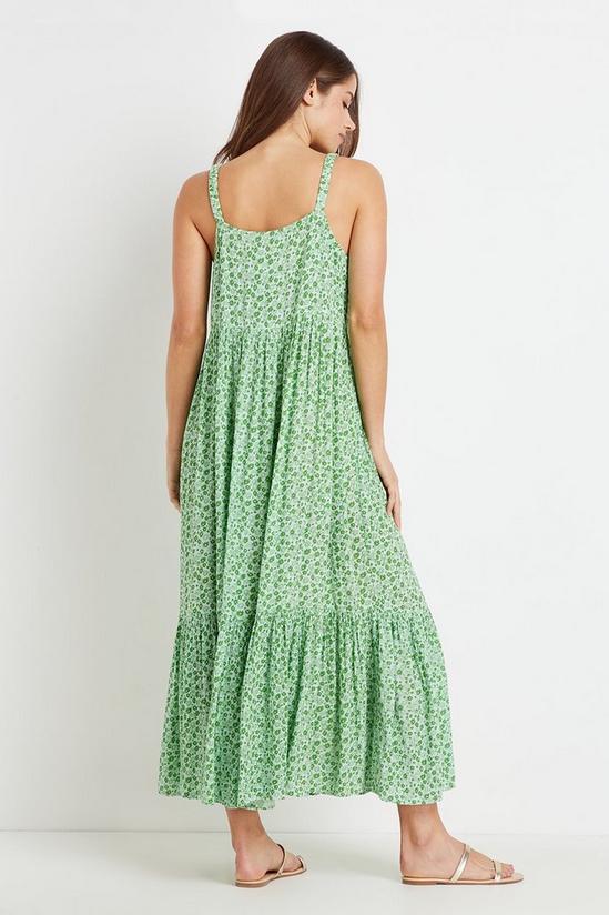 Wallis Green Strappy Floral Buttoned Midi Dress 3