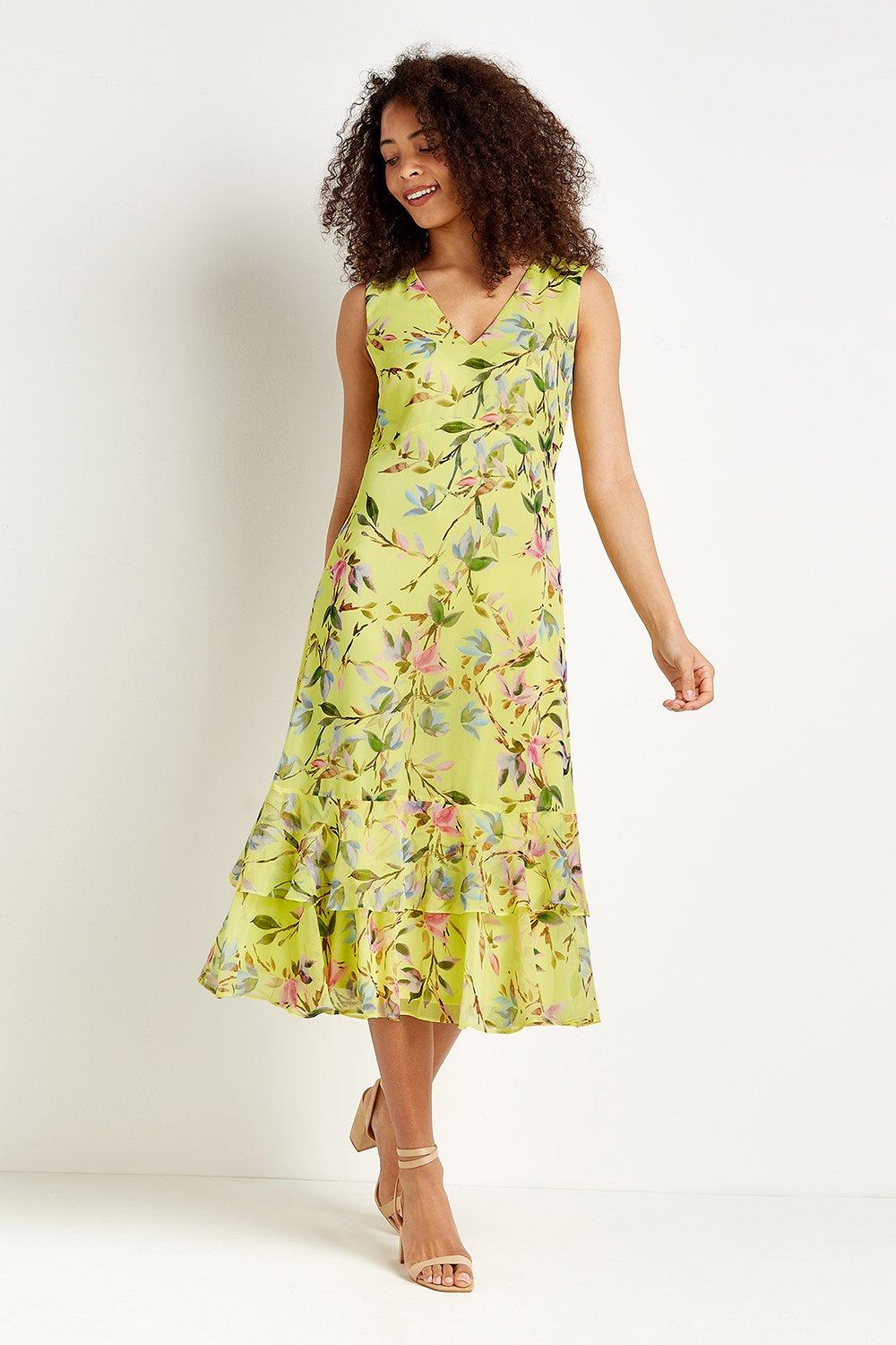 Tall Lemon Floral Tiered Dress