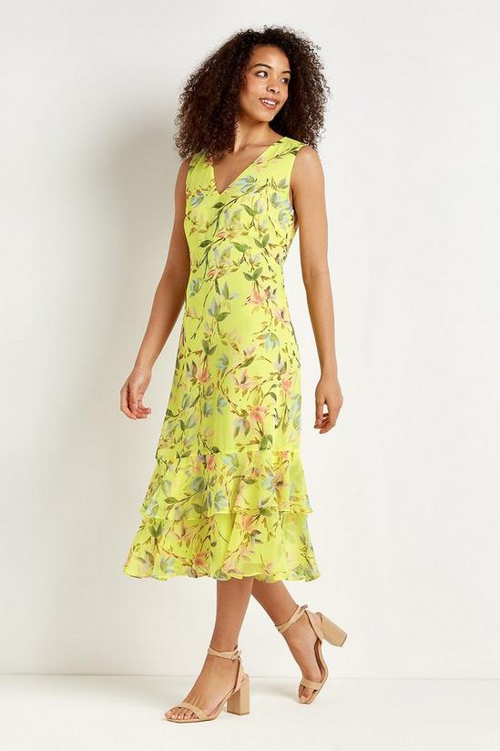 Wallis Tall Lemon Floral Tiered Dress 2