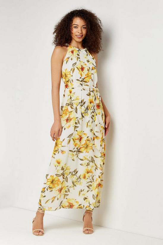 Wallis Tall Yellow Floral Pleated Maxi Dress 1