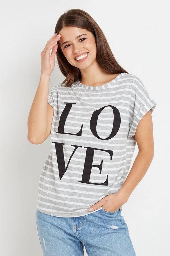 Wallis Sequin Love Slogan T-Shirt 1