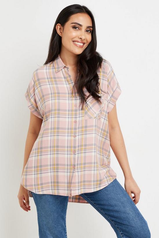 Wallis Petite Check Longline Sleeveless Shirt 1