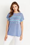 Wallis Blue Sequin Stripe T-shirt thumbnail 1