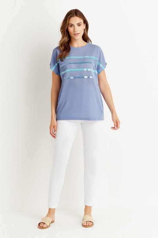 Wallis Blue Sequin Stripe T-shirt 2