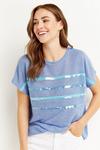 Wallis Blue Sequin Stripe T-shirt thumbnail 4
