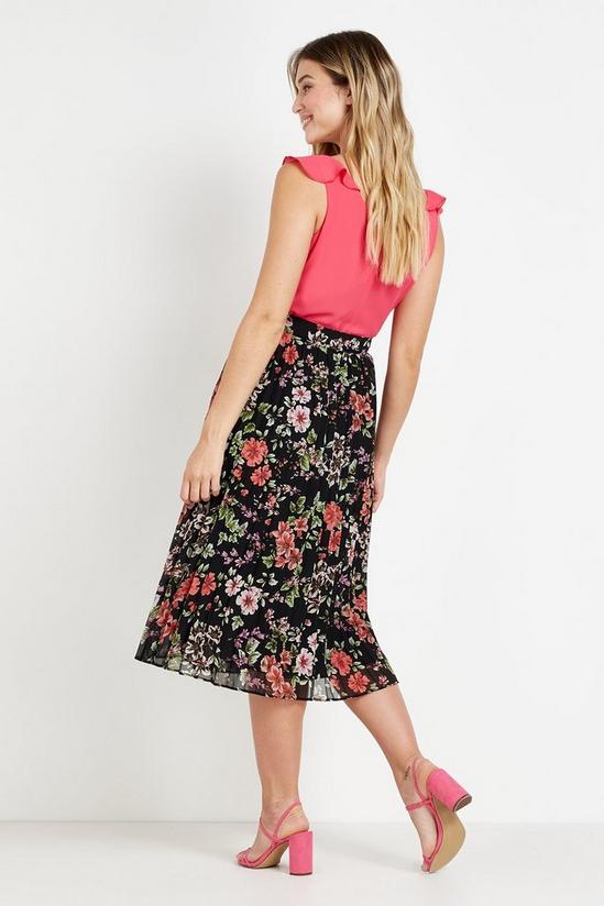 Wallis Black Floral Pleated Skirt 3