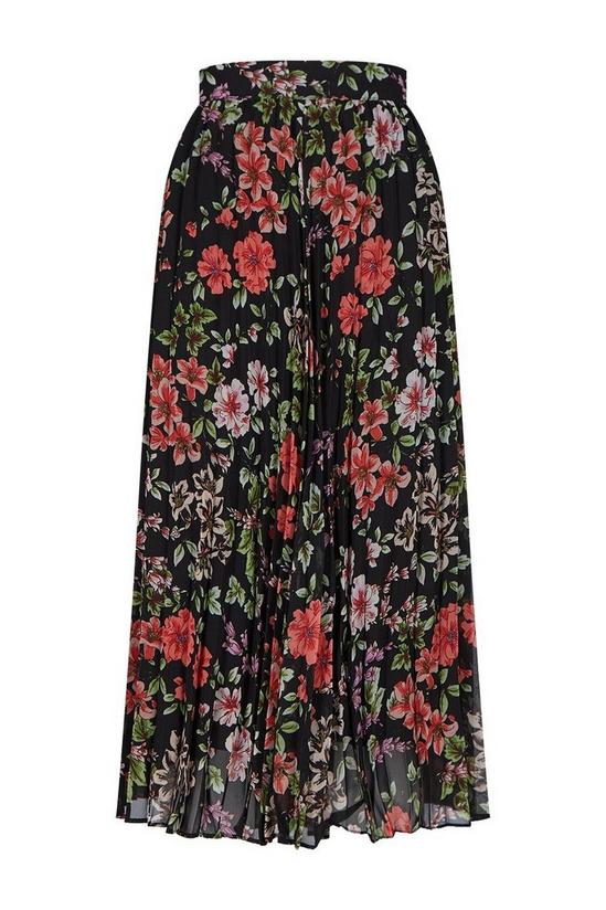 Wallis Black Floral Pleated Skirt 5