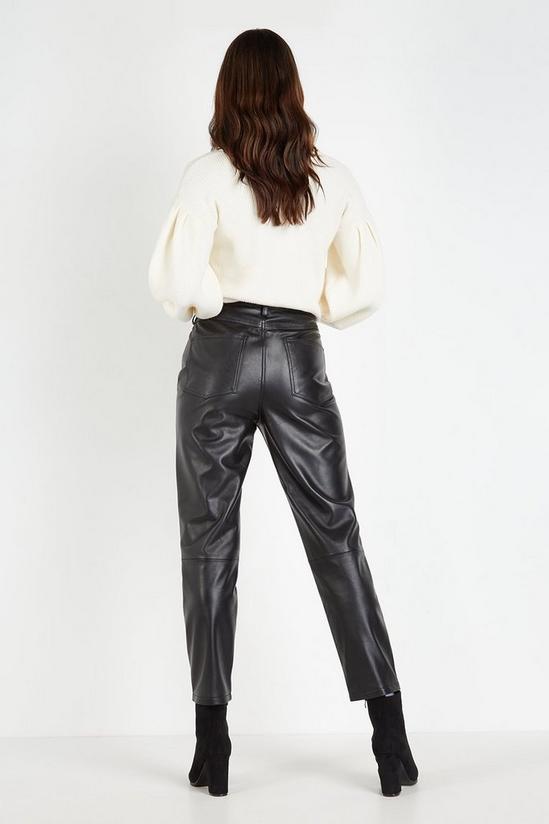 Wallis Tall Black Faux Leather Jeans 3