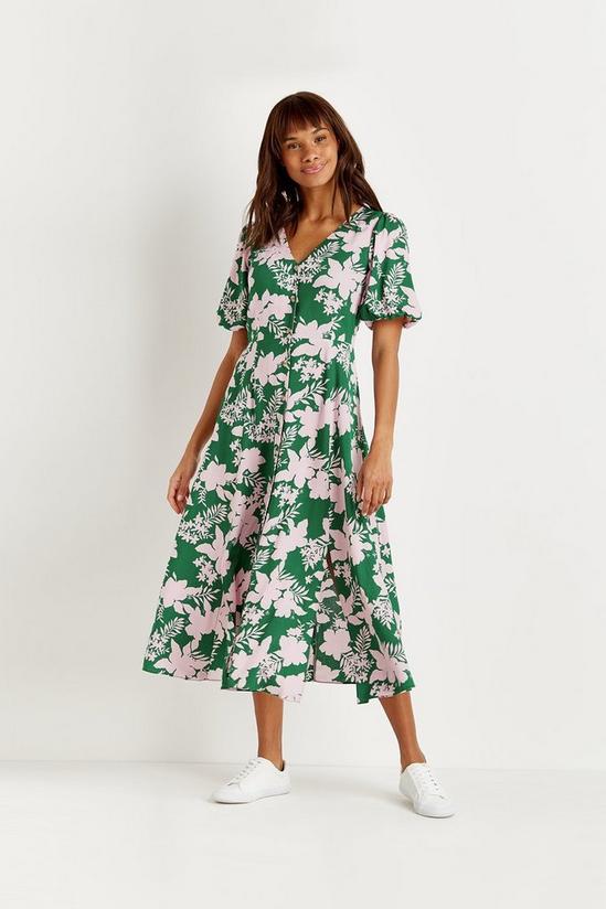 Wallis Green Floral Button Through Dress 1