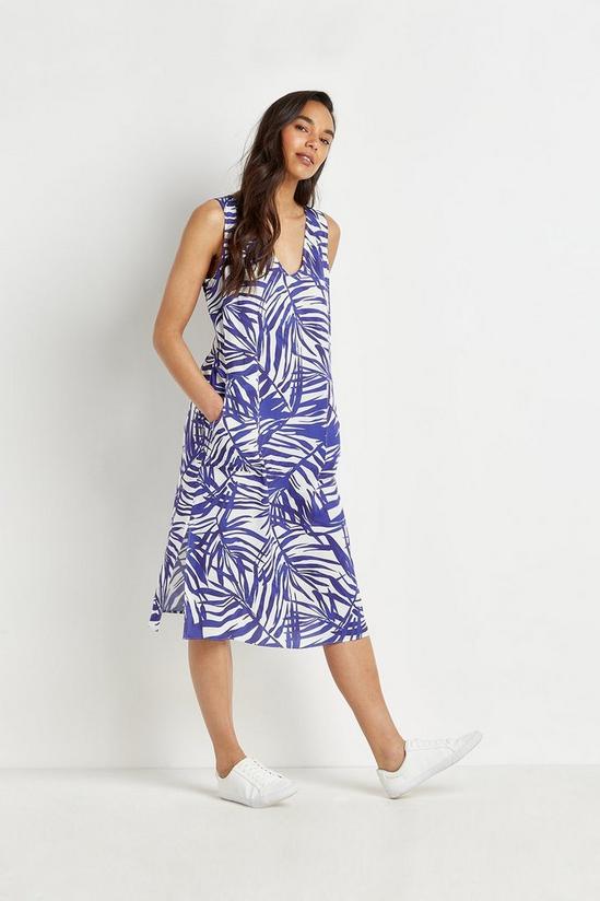 Wallis Blue Palm Side-split Shift Dress 1
