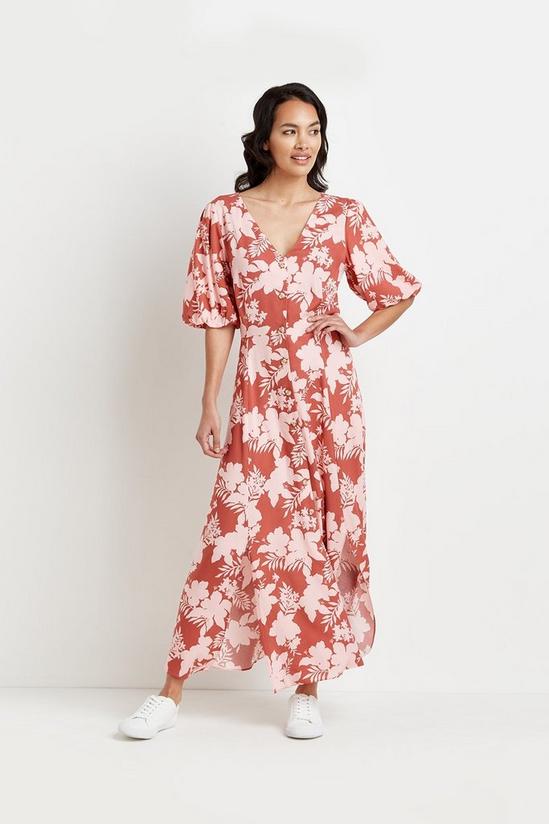 Wallis Tall Shadow Floral Button Through Dress 1