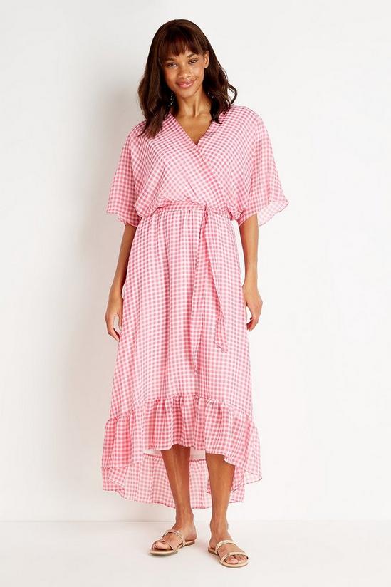 Wallis Tall Pink Check Wrap Midi Dress 2