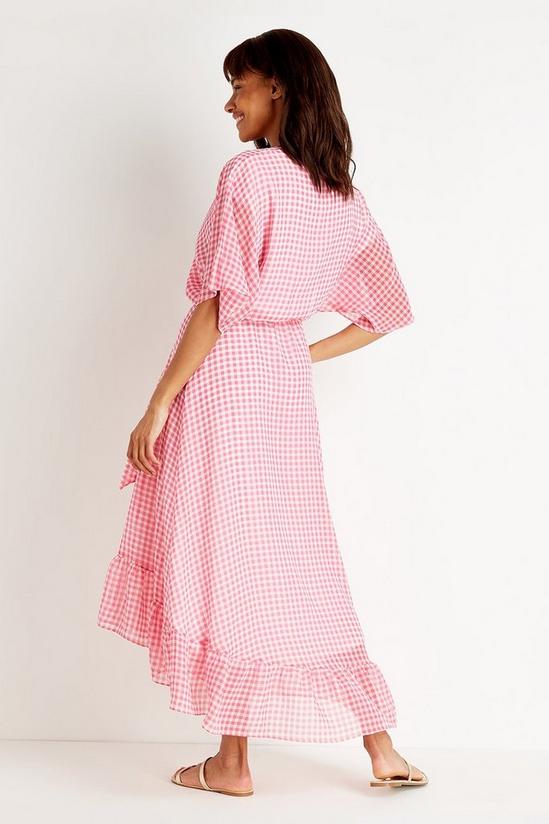 Wallis Tall Pink Check Wrap Midi Dress 3