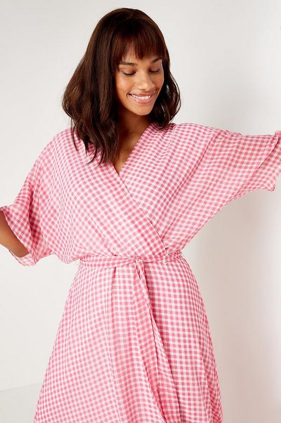 Wallis Tall Pink Check Wrap Midi Dress 4