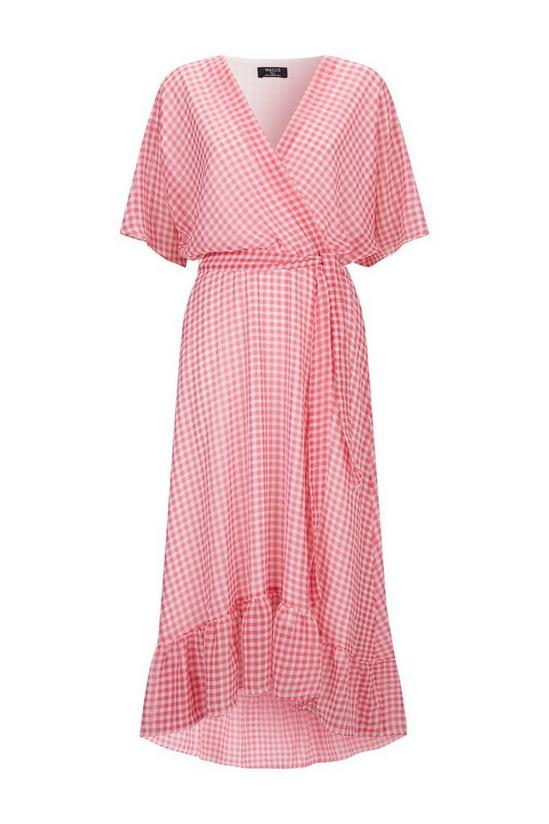 Wallis Tall Pink Check Wrap Midi Dress 5