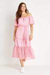 Wallis Petite Pink Check Bardot Midi Dress thumbnail 2