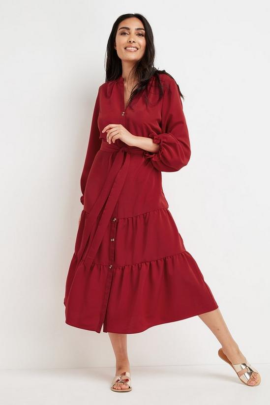 Wallis Petite Red Tiered Midi Dress 1
