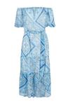 Wallis Tall Blue Scarf Print Bardot Midi Dress thumbnail 5