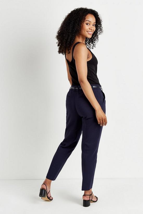 Wallis Petite Navy Belted Cigarette Trousers 3