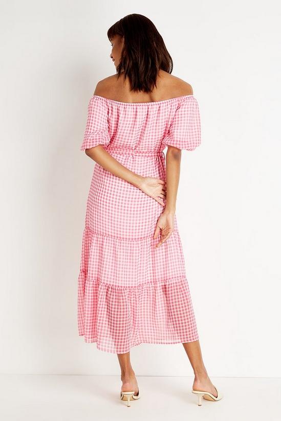 Wallis Tall Pink Check Bardot Dress 3