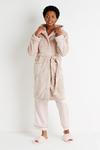 Wallis Loungeable Mink Luxury Fleece Hooded Robe thumbnail 2