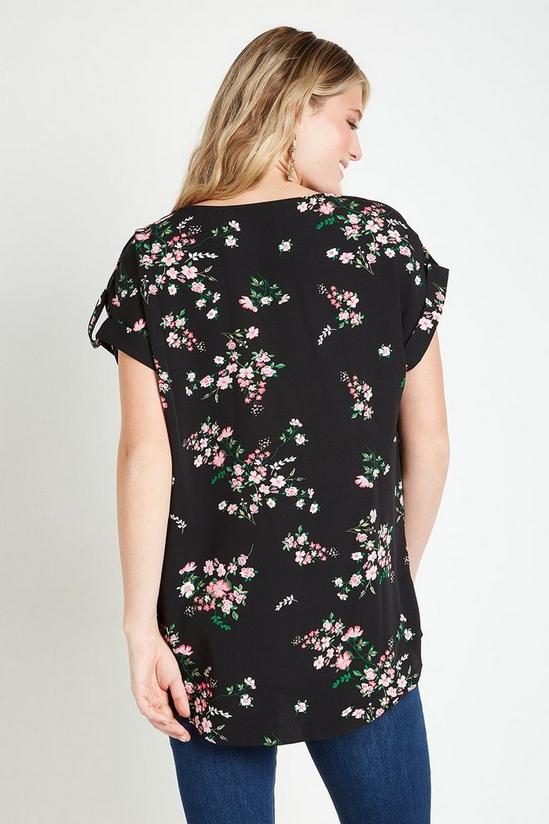 Wallis Black Floral Relaxed Woven Tee 3
