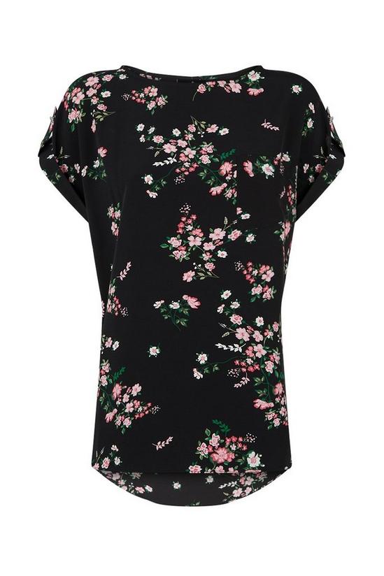 Wallis Black Floral Relaxed Woven Tee 5