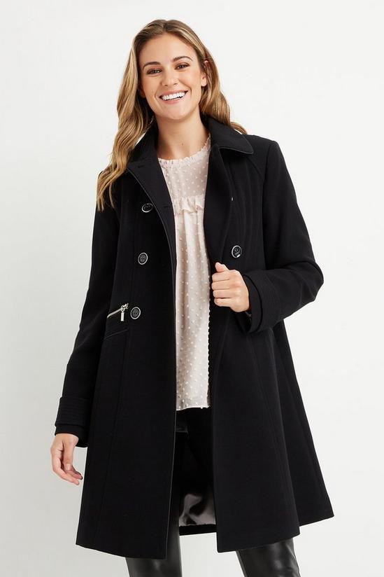 Wallis Military Zip Detail Double Breasted Coat 1
