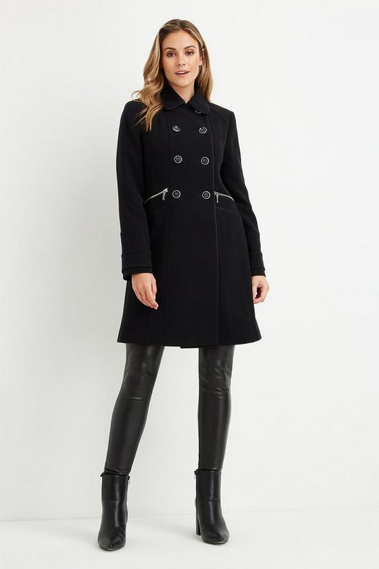 Wallis Military Zip Detail Double Breasted Coat 2