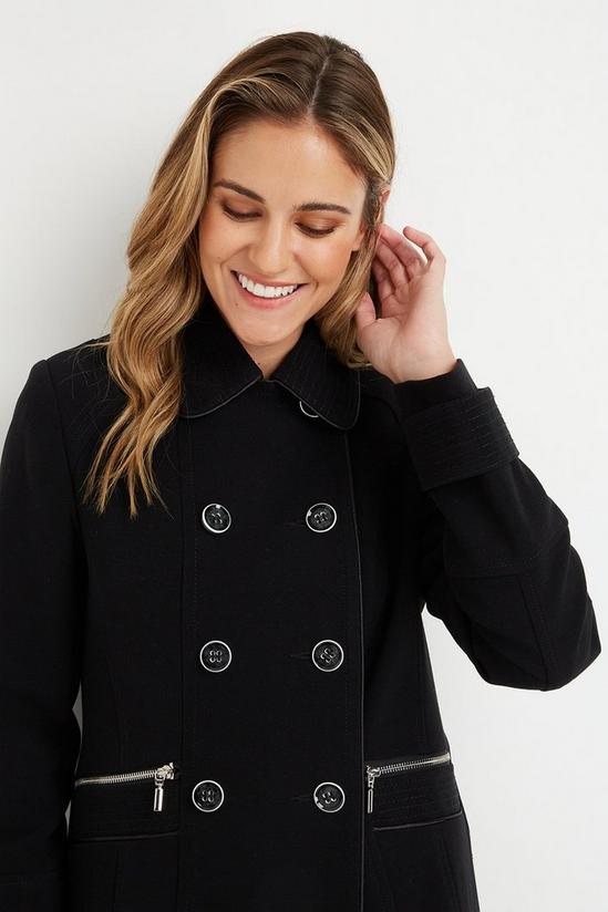 Wallis Military Zip Detail Double Breasted Coat 4