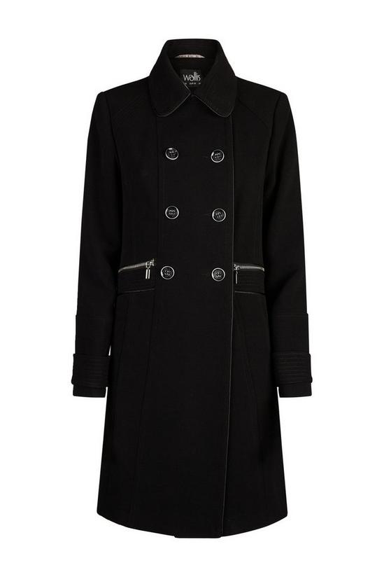 Wallis Military Zip Detail Double Breasted Coat 5